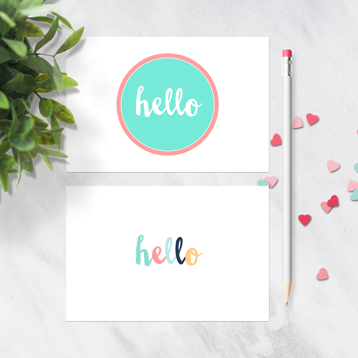 Free printable postcards - Hello design