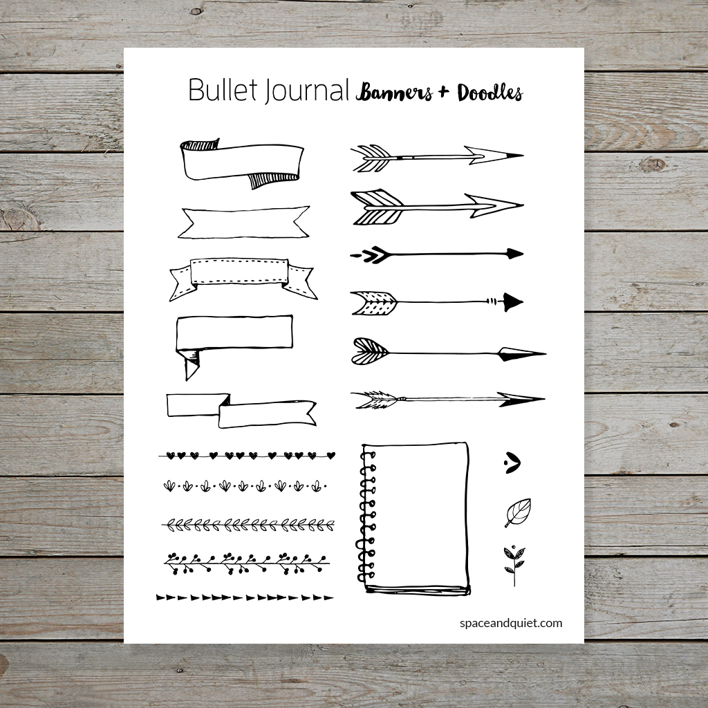 Free banners and doodles for bullet journal