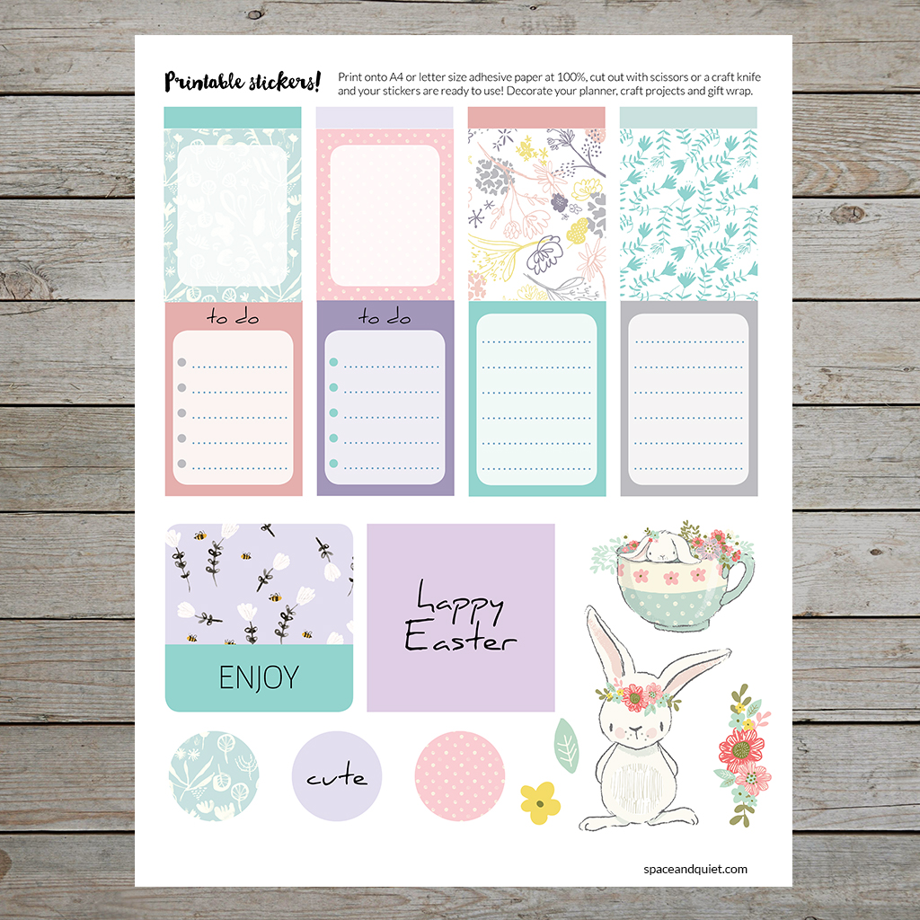 Free printable Easter stickers for planners and gift wrapping