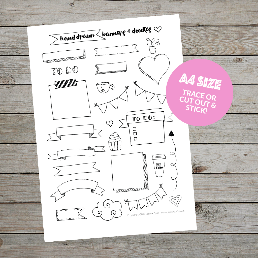 Hand drawn banners and doodles - free printable