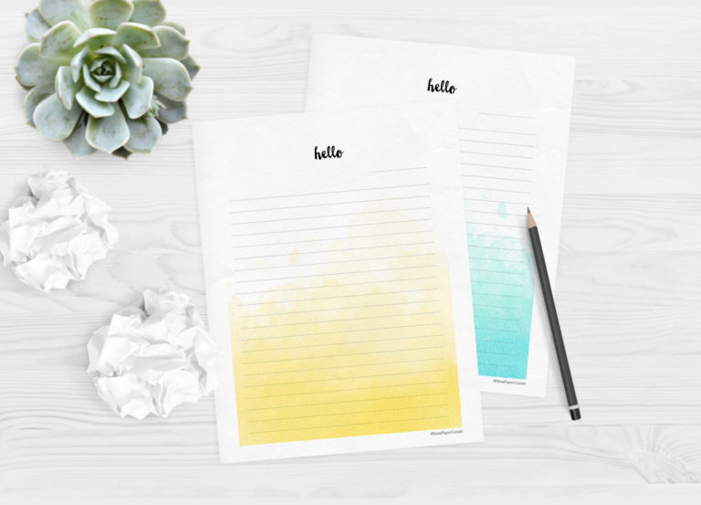 Free printable watercolour stationery