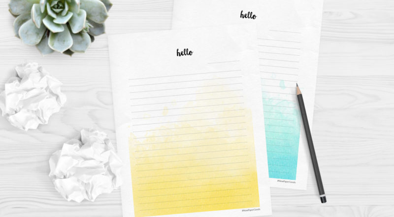 Free printable watercolour stationery