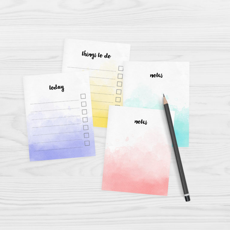 Free printable watercolour note paper - mini size