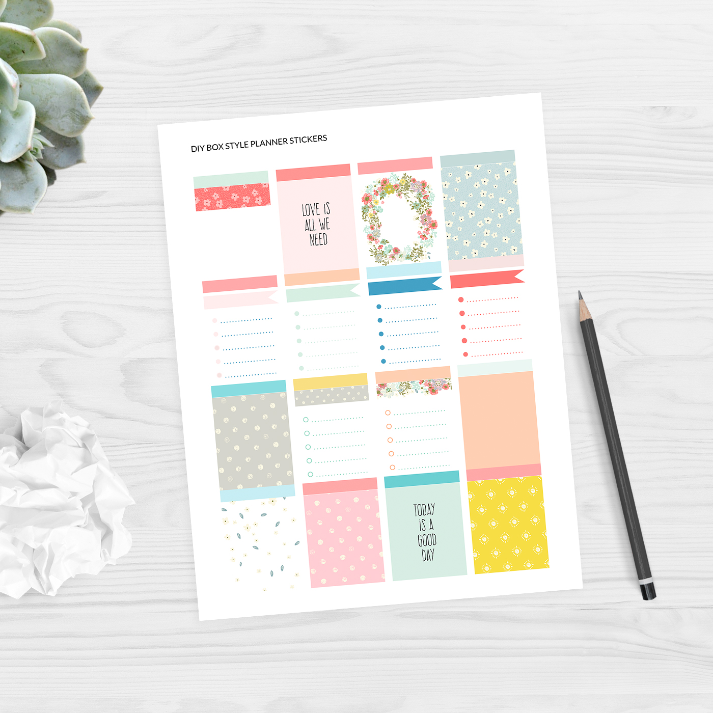 Free printable planner stickers - Spring Florall