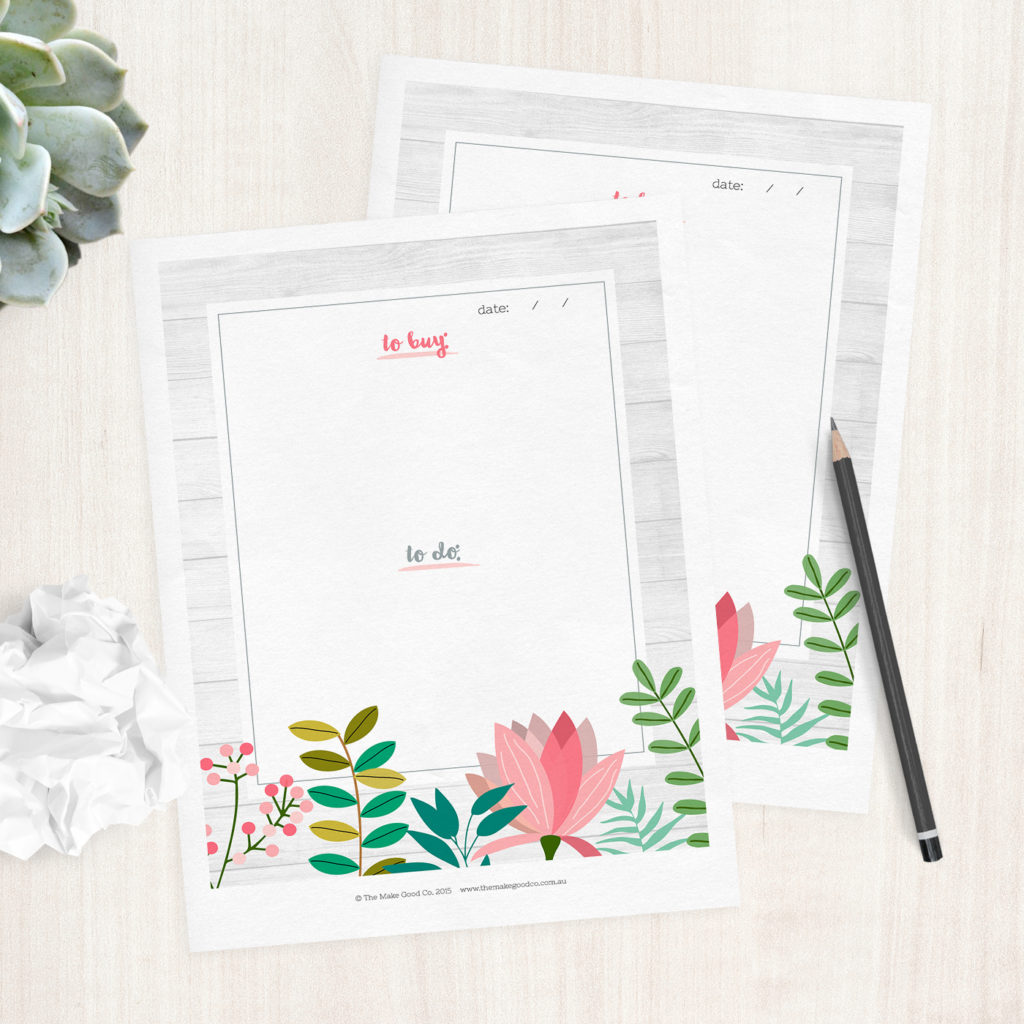 Free printable to-do list and shopping list