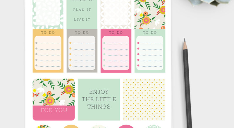 Pretty planner stickers printable - Spring Garden - free printable