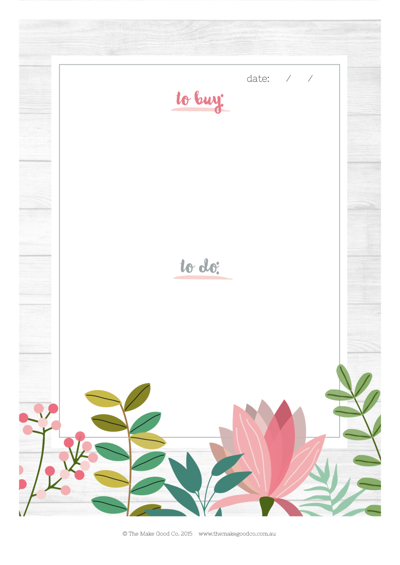 Free printable floral to-do and shopping list