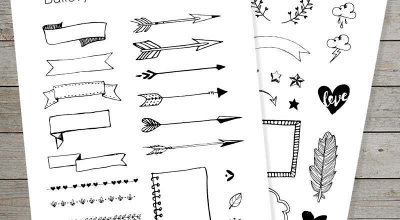 Free Bullet Journal printable Banners and doodles