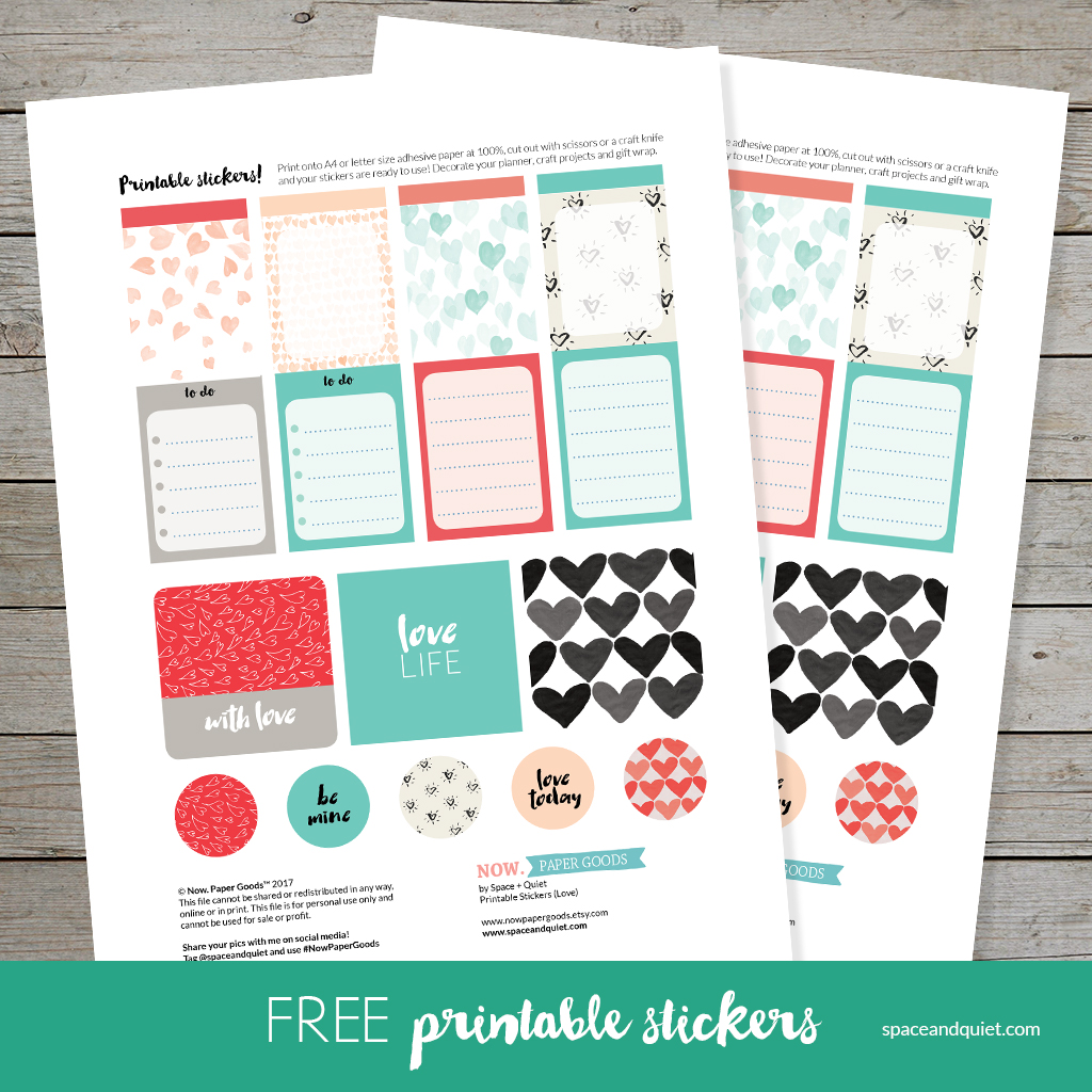 Free Valentine's Day printable stickers for planners