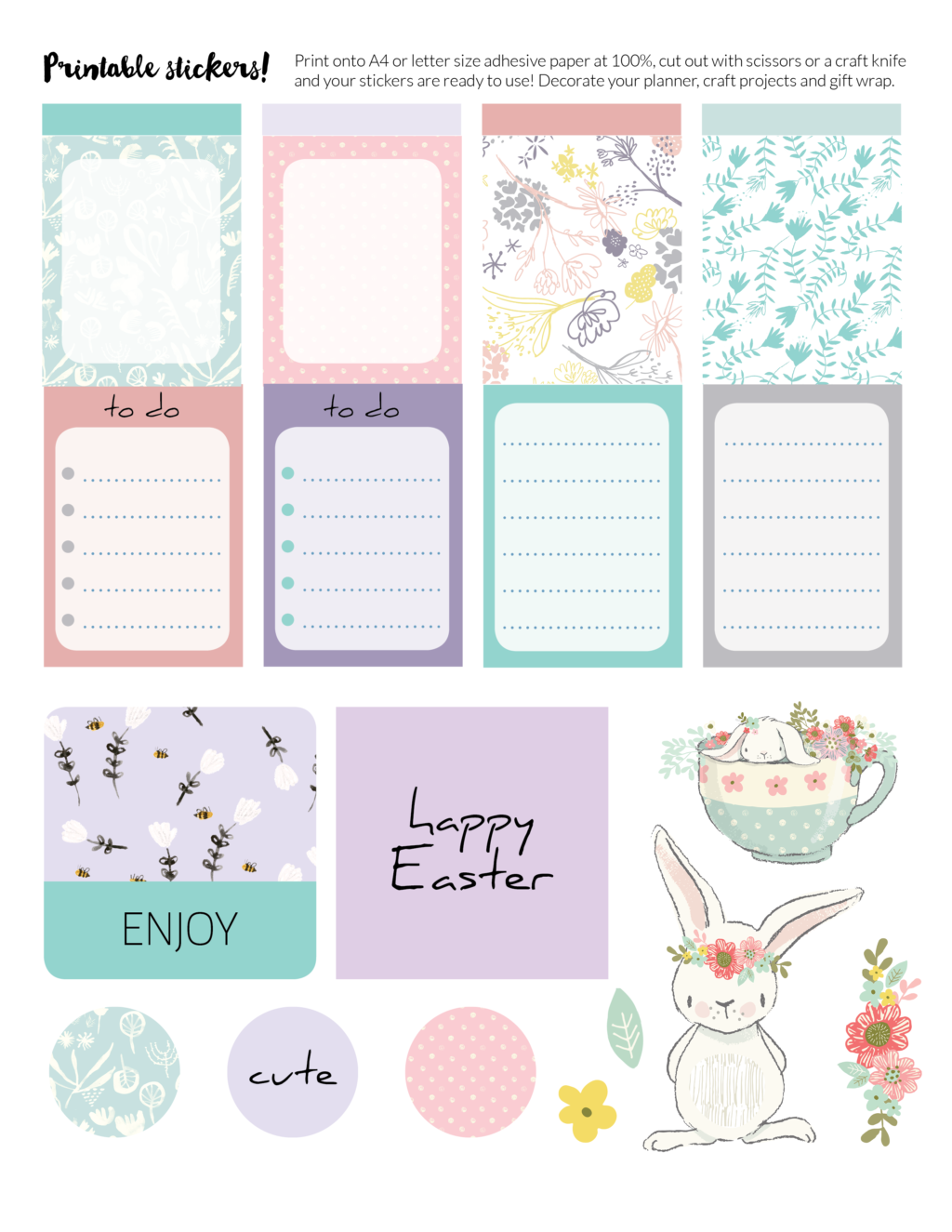 Free Printable Easter Stickers For Planners Gift Wrapping And Craft