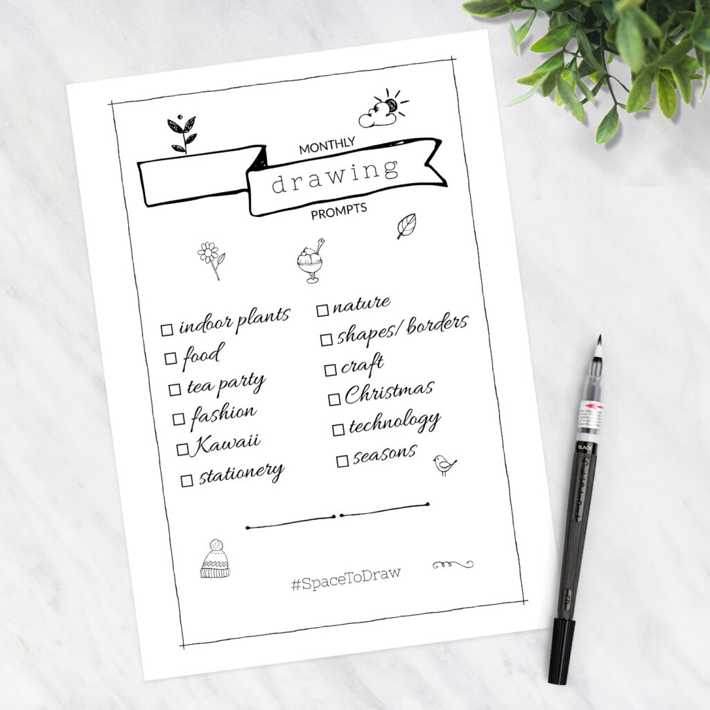 Free printable monthly drawing prompts