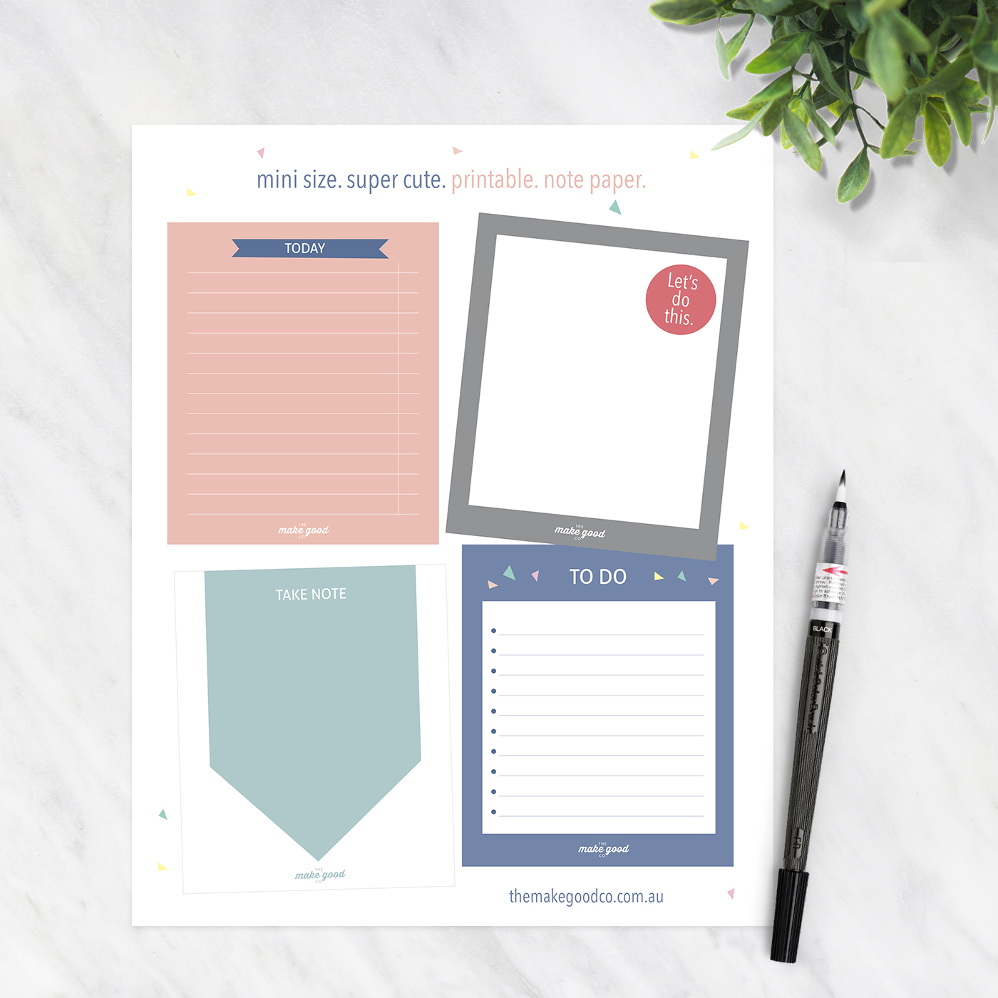 Free printable note paper. Great for planners!