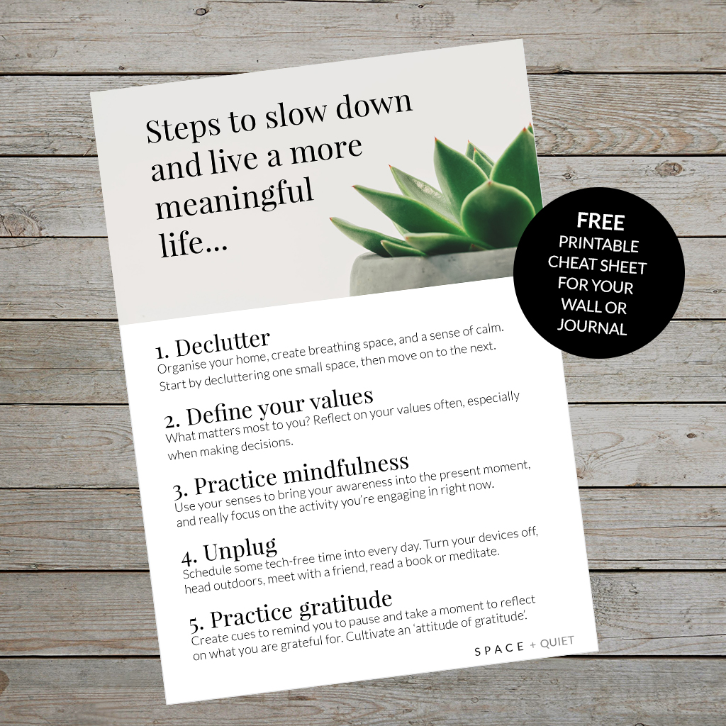 Download a Slow Living Cheat Sheet