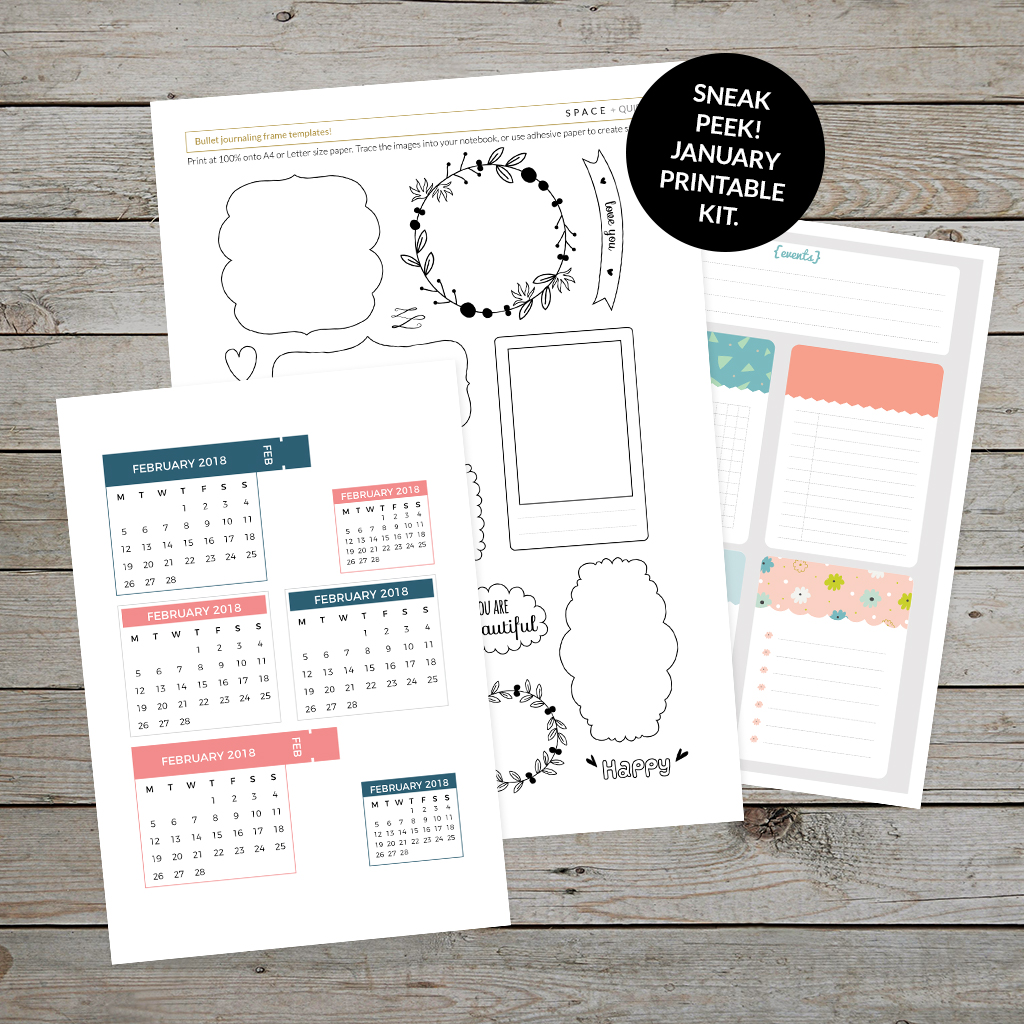 Sneak peek at January printable planner kit for patrons