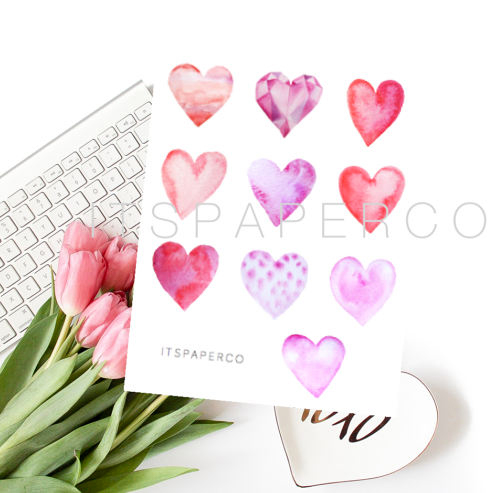 Watercolour Heart Stickers by Its Paper Co