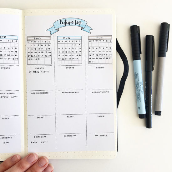 Bullet Journal Future Log Template and Someday Log