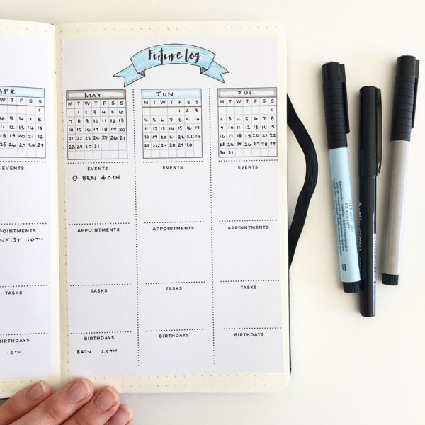 Bullet Journal Future Log Template and Someday Log