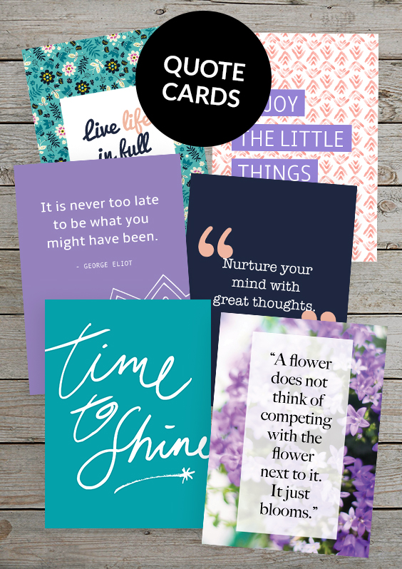 Printable quote cards, set of six, spring theme.