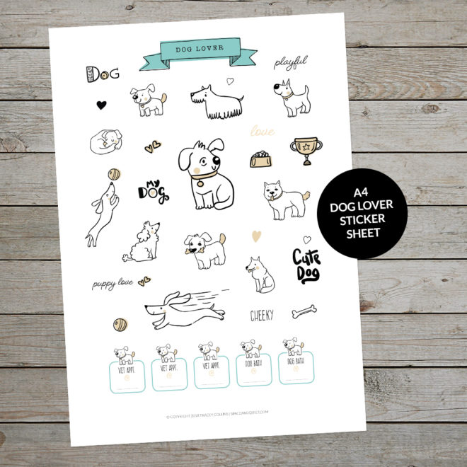 Printable A4 Dog Lover Planner Stickers