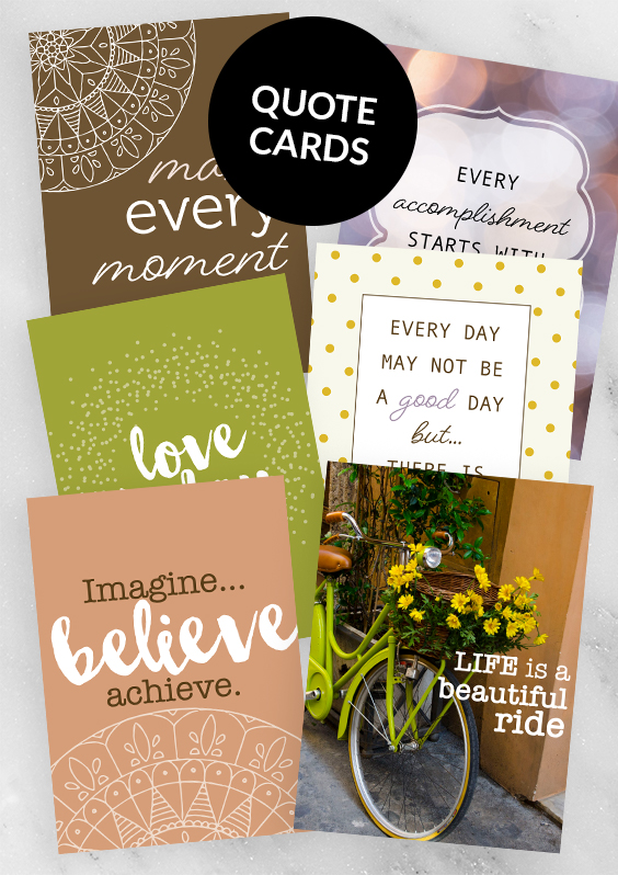 Printable inspirational quote cards set of 6