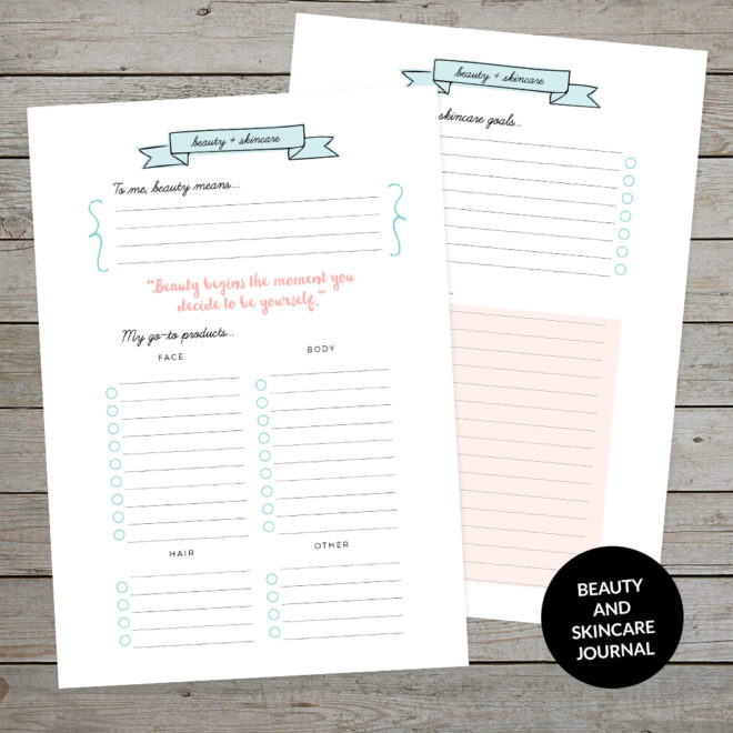 Beauty and Skincare Printable Journal Pages