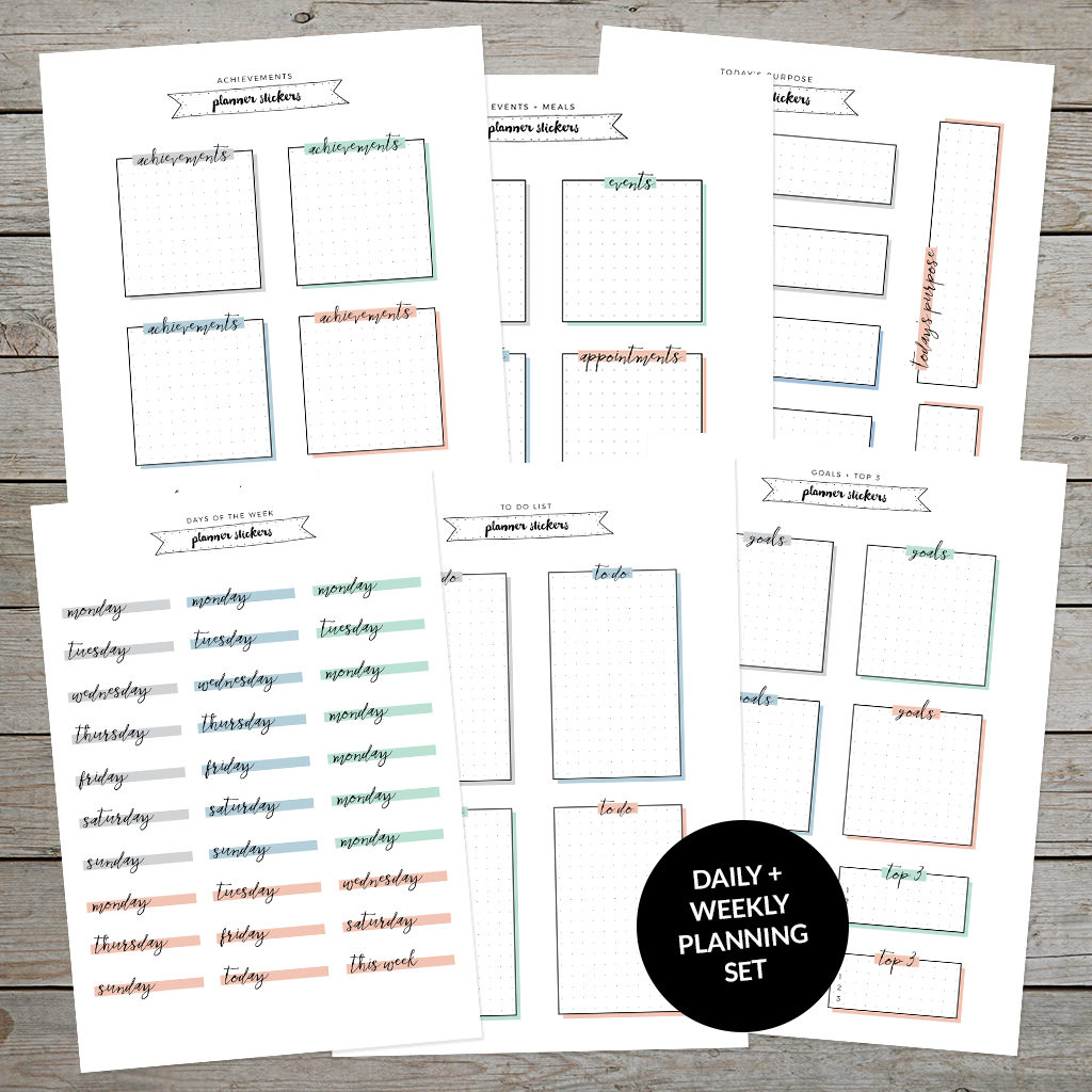 Printable Daily/Weekly planning set of stickers