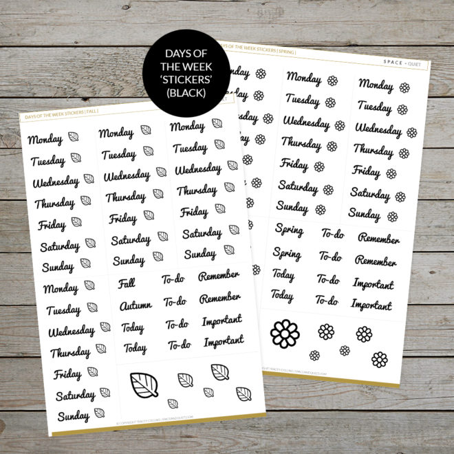 Printable Days of the Week Planner Stickers