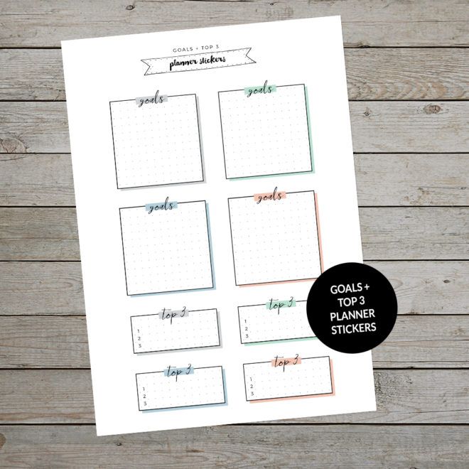 Printable goals list for bullet journaling and planning