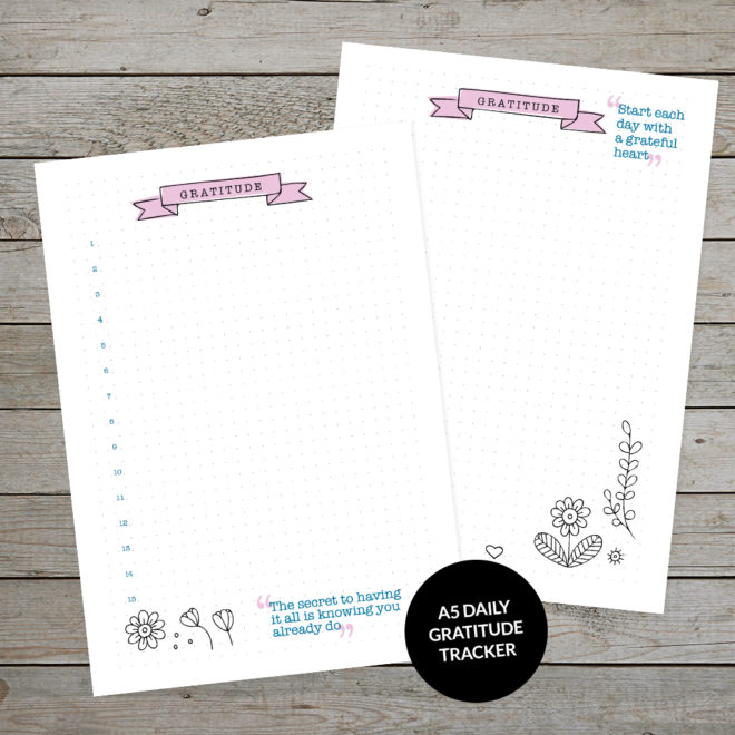 Printable Floral Gratitude Tracker for your bullet journal or planner