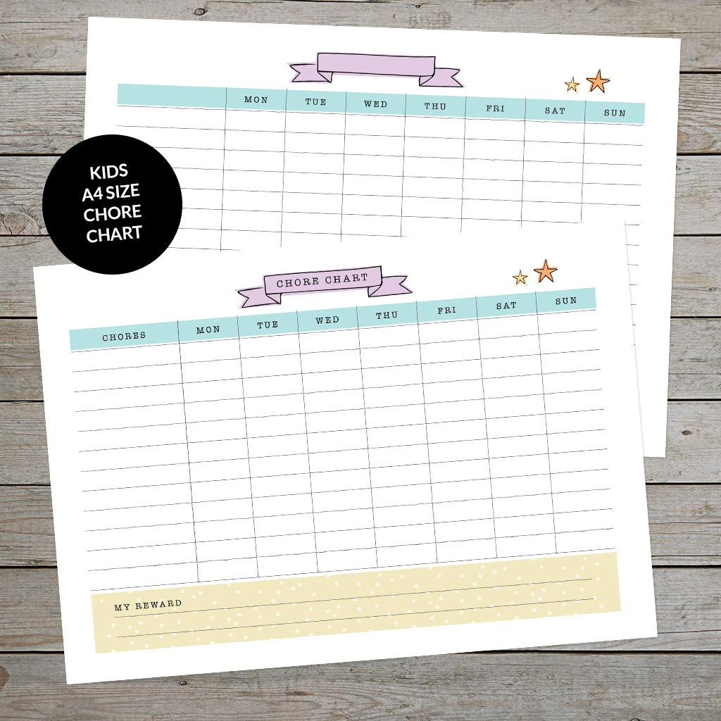 A4 Task & Reward Kids Weekly Chore Chart Notepad 24 Sheet with 100 Stickers 