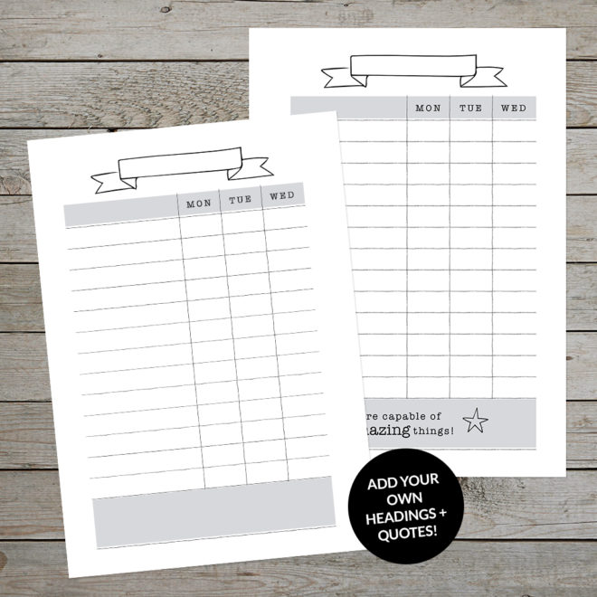 Minimal Printable Chore Charts for bullet journals and planners