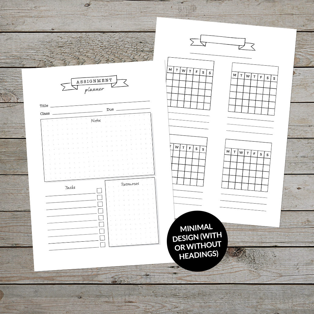 Printable Minimal Student Planner Set