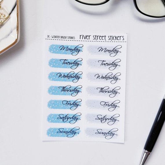 Winter Brush Strokes Planner Stickers by River Street Stickers