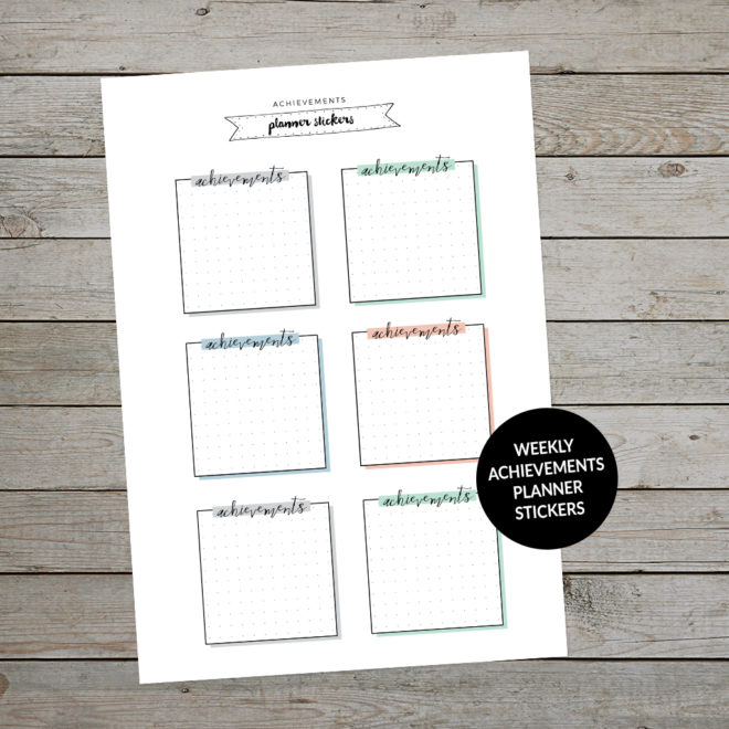 Printable Achievements bullet journaling stickers