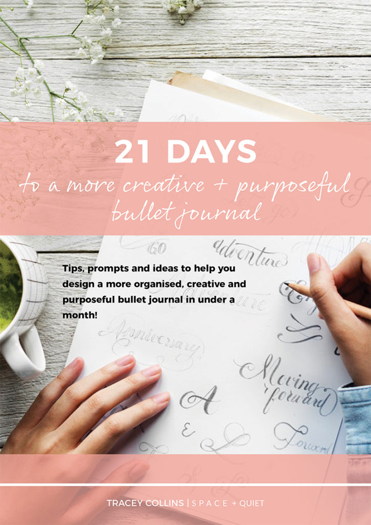 Bullet Journal eBook cover page: 21 Days To A More Creative And Purposeful Bullet Journal