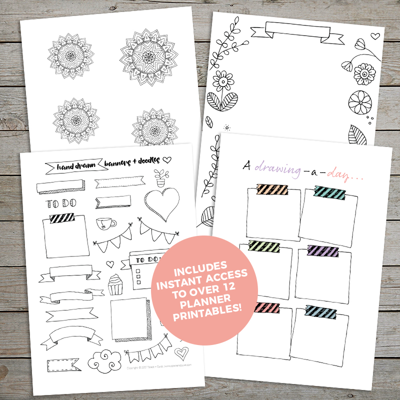 Example of printables included with bullet journal eBook