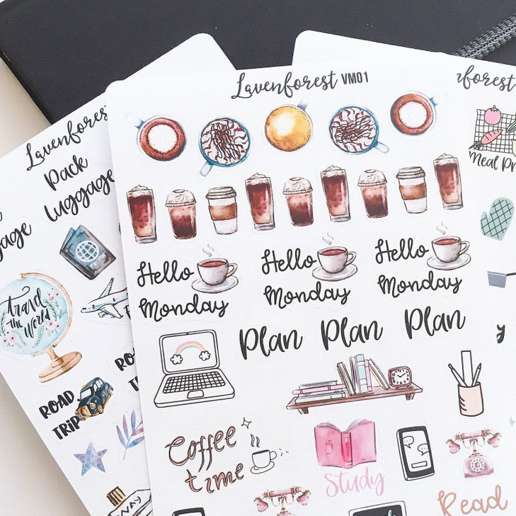 Sheets of planner stickers