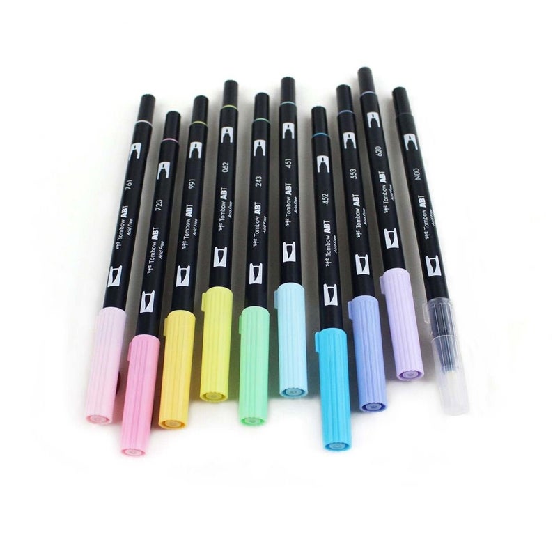 Pastel coloured Tombow pens on desk