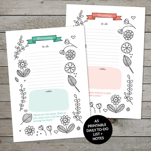 printable floral to do list for bullet journaling space and quiet