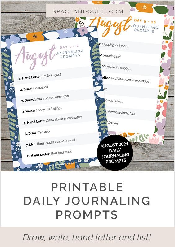 Printable Daily Journaling Prompts: Space And Quiet