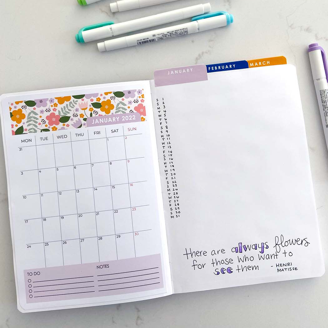 Focused purposeful bullet journal: Set up for a new year- Space and Quiet