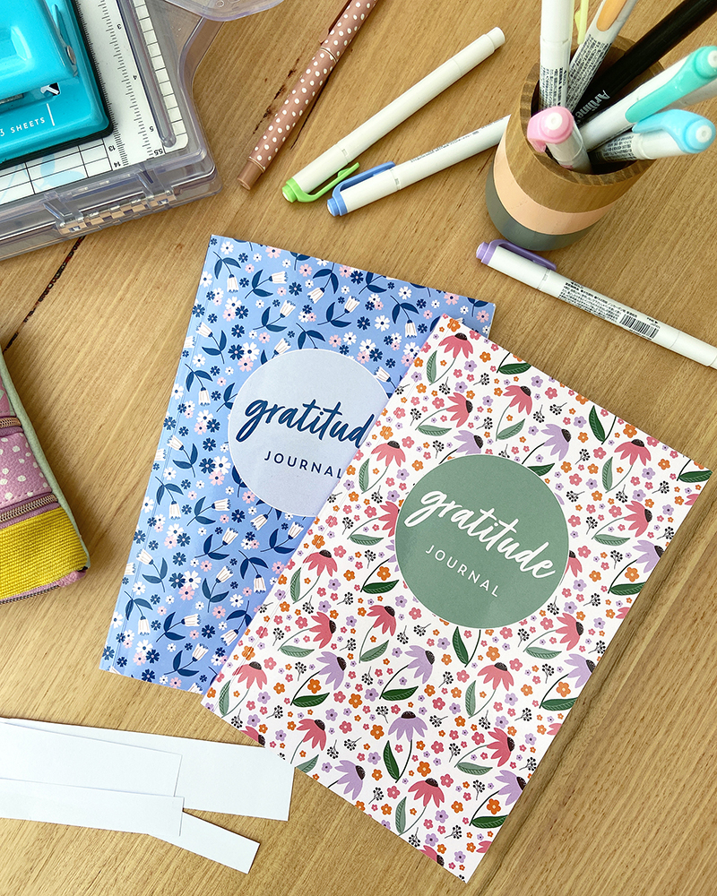 Gratitude journaling books with floral cover designs