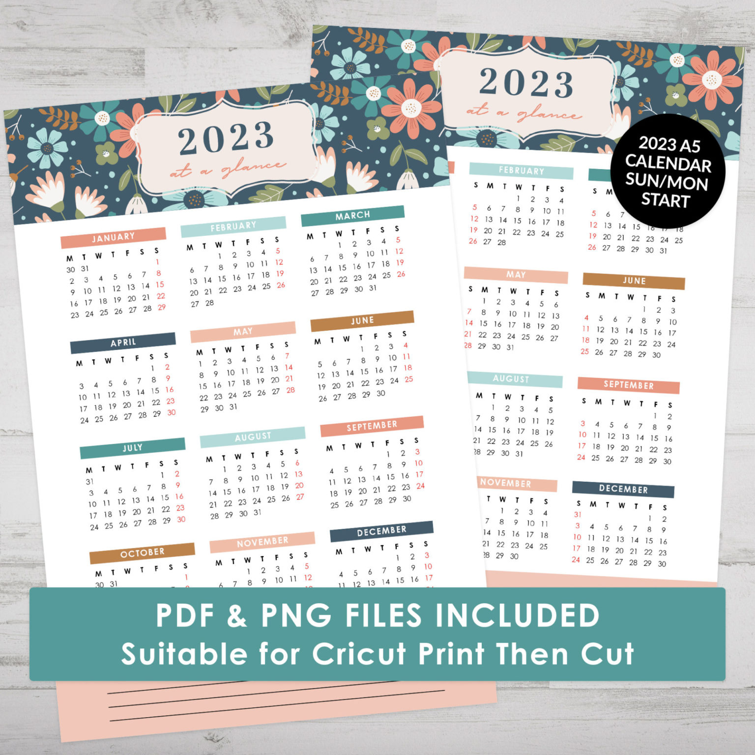 2023 At A Glance Calendar Printable Space And Quiet Journaling