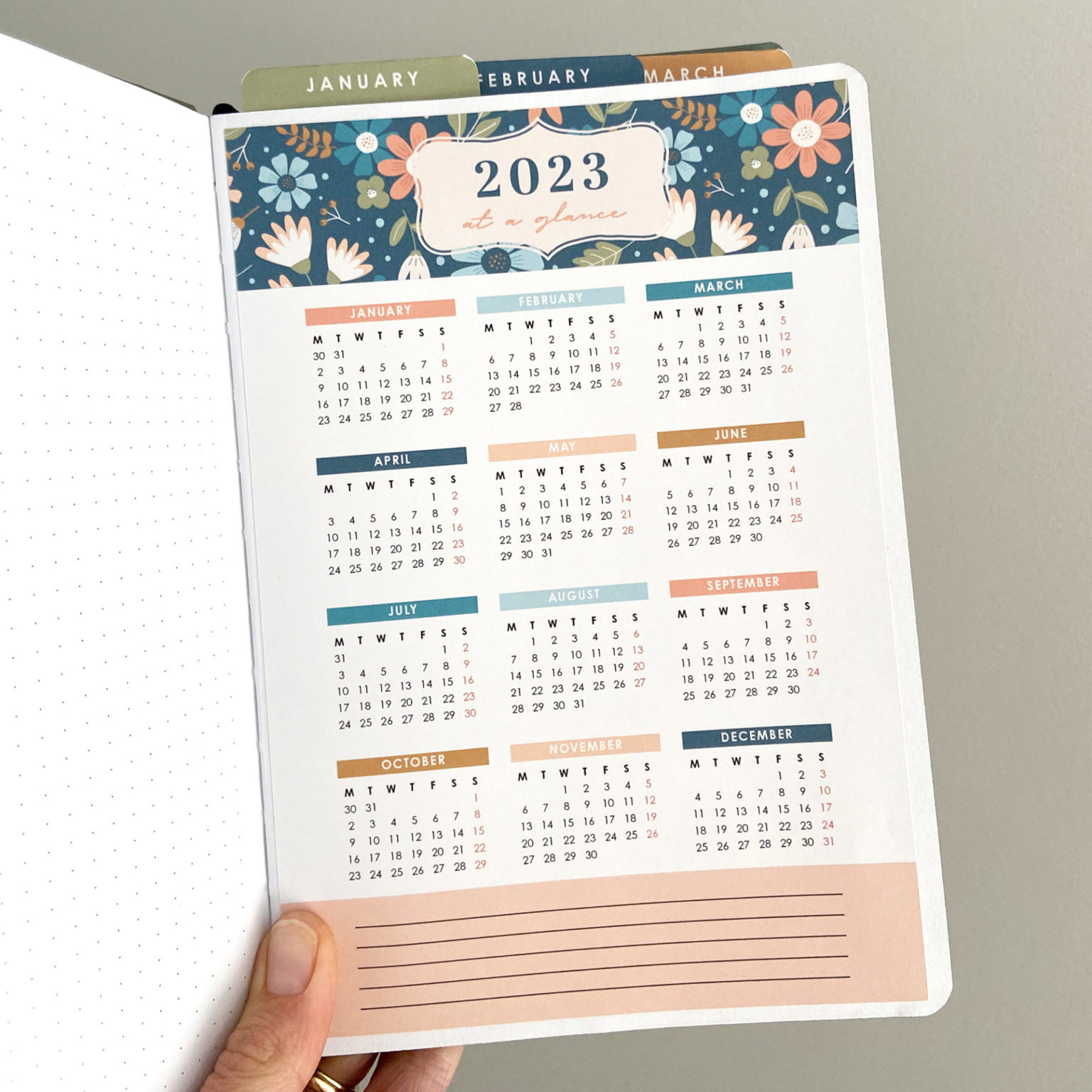 new year bullet journal setup with printable 2023 calendars space and