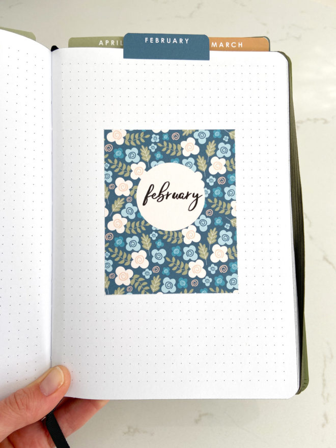 Mini Monthly Cover Page in bullet journal
