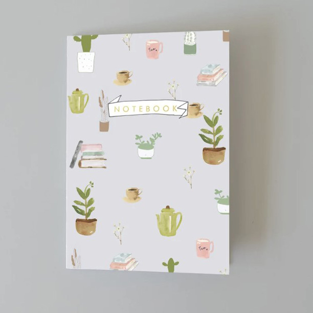 Notebook with plants on cover
