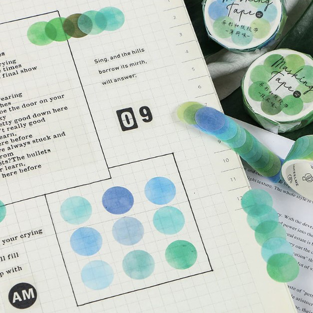 Notebook with blue dot washi stickers