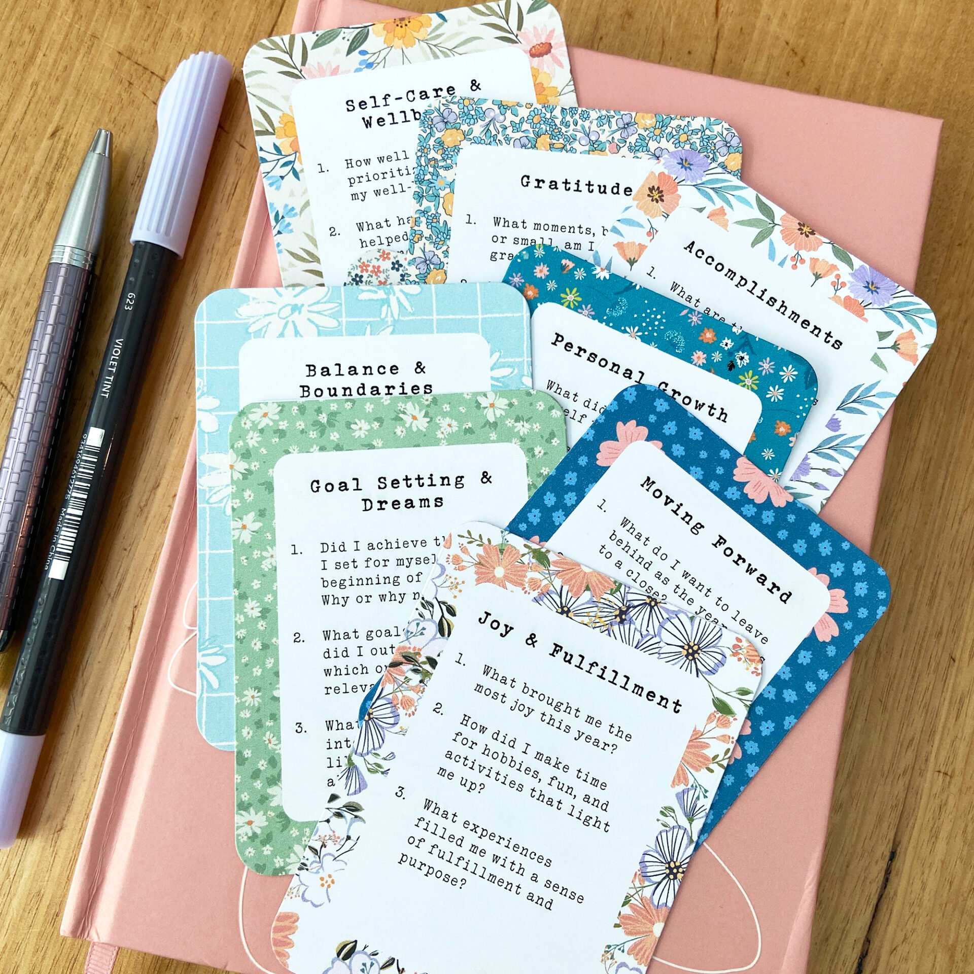 Yearly Reflection Journaling Cards Printable - Space And Quiet