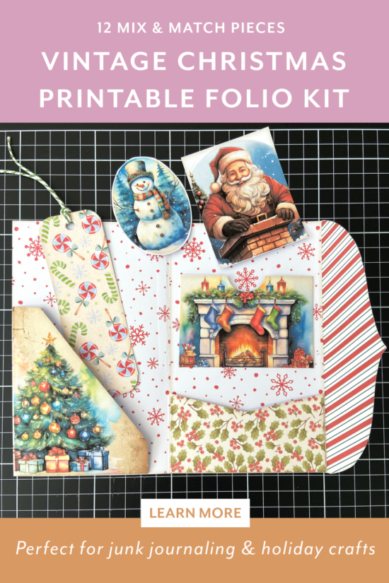 Night Before Christmas Junk Journal Folio Kit Printable - Space and Quiet