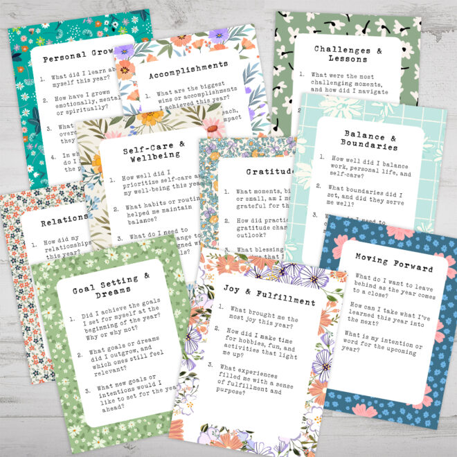 Yearly Reflection Journaling Cards Printable - Space And Quiet